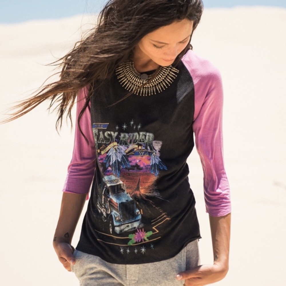 Spell & the Gypsy Easy Rider Pink Trucker Tee Sz M